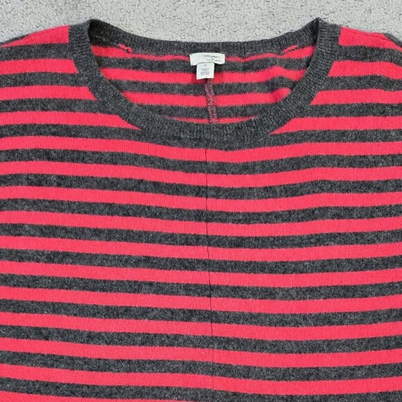 Halogen 100% Cashmere Pink Gray Stripe Dolman Sleeve Sweater Cozy Slouchy - Picture 4 of 8